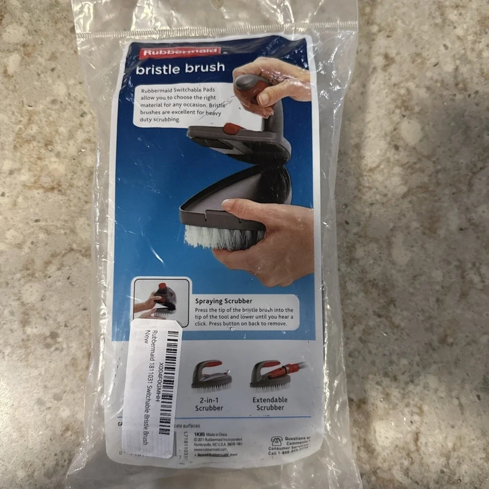 Rubbermaid SCRUB Brush‎ 1811031 Switchable Bristle Heavy Duty Scrubbing 1 Pack